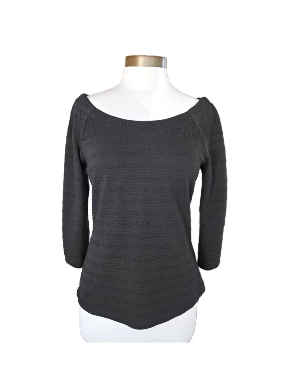 Anthropologie Meadow Rue Black 3/4 Sleeve Textured Off the Shoulder Top Small